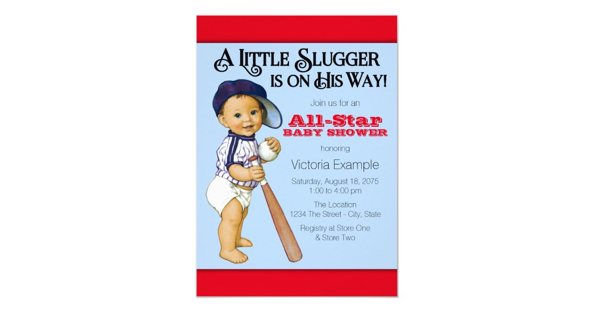 Baseball Chalkboard Boy Baby Shower Invitations