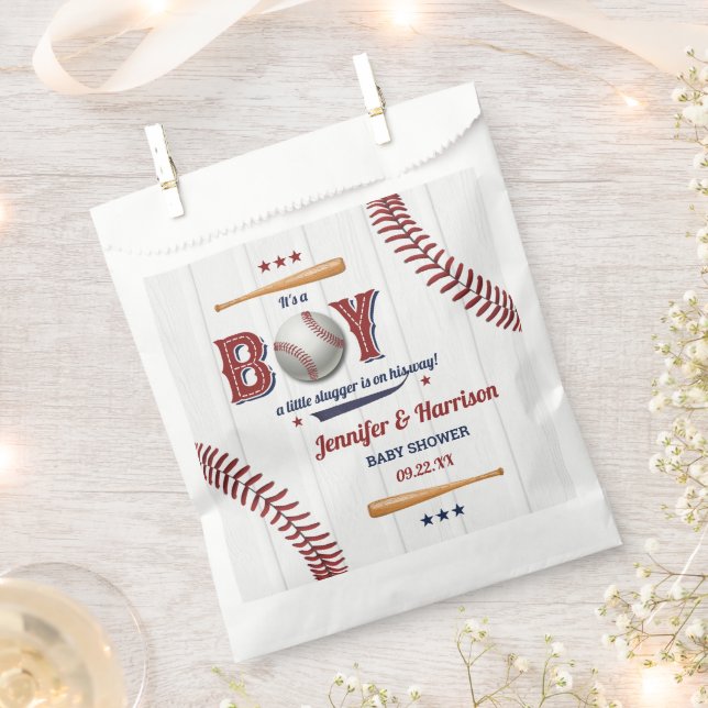 Boys Baseball Baby Shower Favor Bag (Clipped)