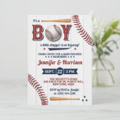 Boys Baseball Baby Shower Invitation (Standing Front)