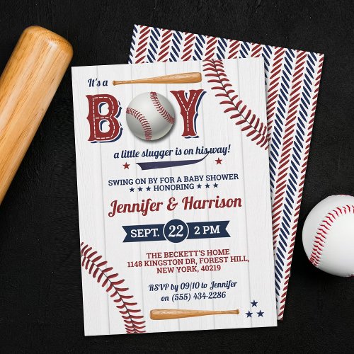 Boys Baseball Baby Shower Invitation