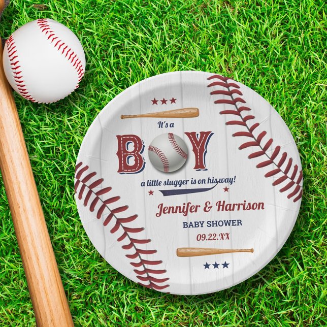 Boys Baseball Baby Shower Paper Plates (Creator Uploaded)
