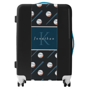 Boys Baseball Bat & Ball Masculine Name Monogram Luggage