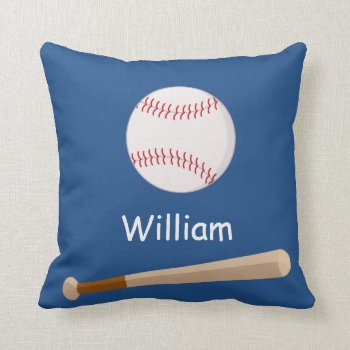 Boys Baseball & Bat Custom Pillow Gift by PersonalCustom at Zazzle