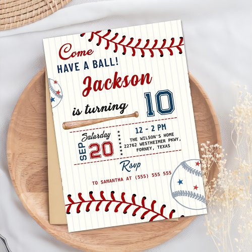 Boys Baseball Birthday Party Invitation