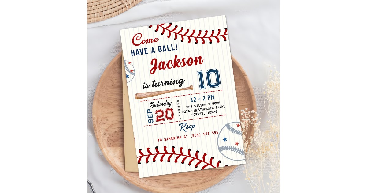 Boys Baseball Birthday Party Invitation | Zazzle