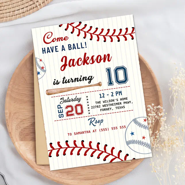 Boys Baseball Birthday Party Invitation | Zazzle