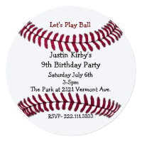 Boy's Baseball Birthday Party Invitation