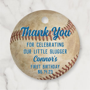 Boys Baseball First Birthday Party Favor Tags