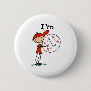 Boy's Baseball I'm 1 Button