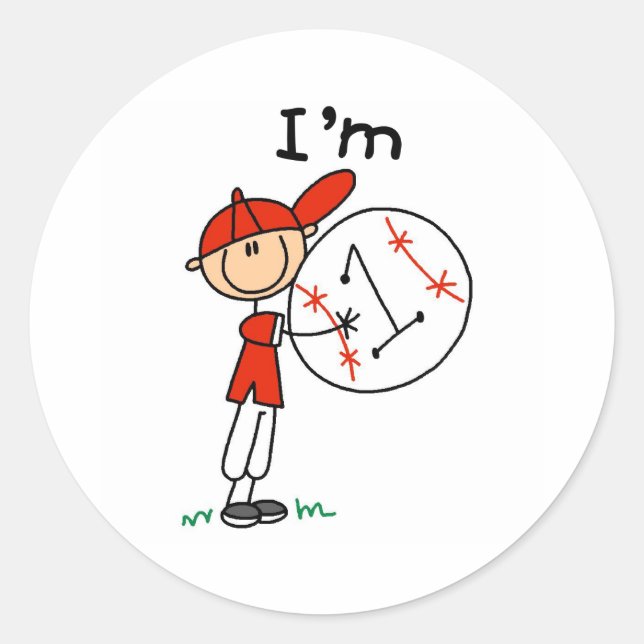 Boy's Baseball I'm 1 Classic Round Sticker (Front)