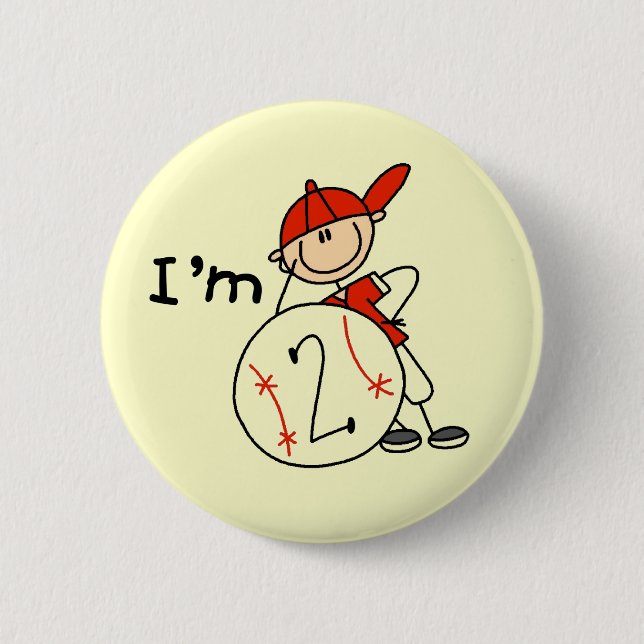 Boy's Baseball I'm 2 Tshirts and Gifts Pinback Button (Front)