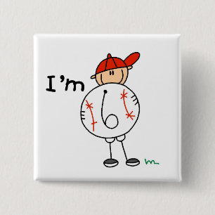 Boy's Baseball I'm 6 Tshirts and Gifts Pinback Button