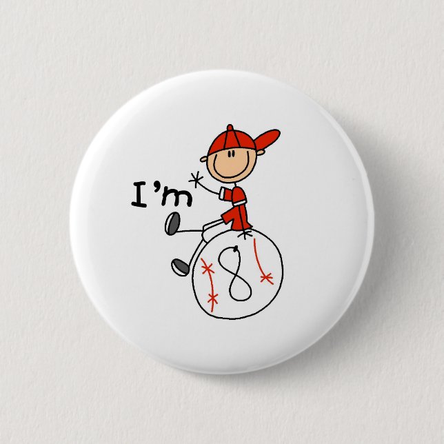 Boys Baseball I'm 8 Button (Front)
