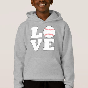 Boys Baseball LOVE Baseball Player Sports Hoodie