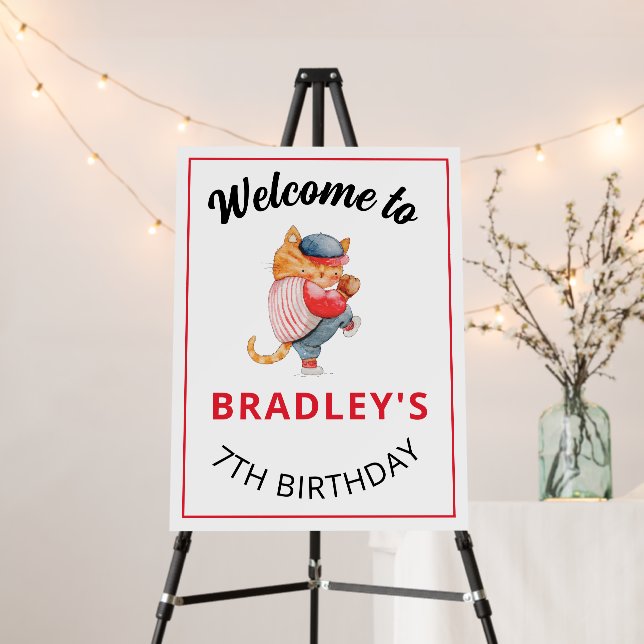 Boys Baseball Sports Birthday Party Welcome Sign (In Situ (Stand))