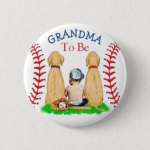 Boy's Baseball Themed Baby   Grandma to be Button