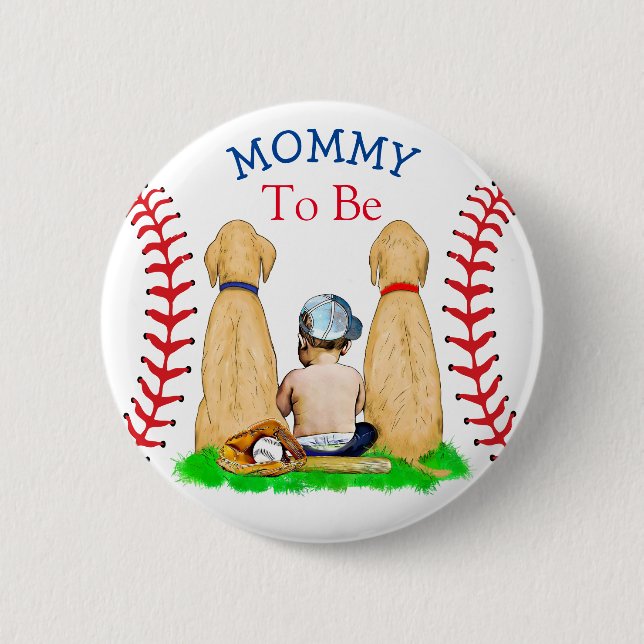 Boy's Baseball Themed Baby | Mommy to be Button (Front)