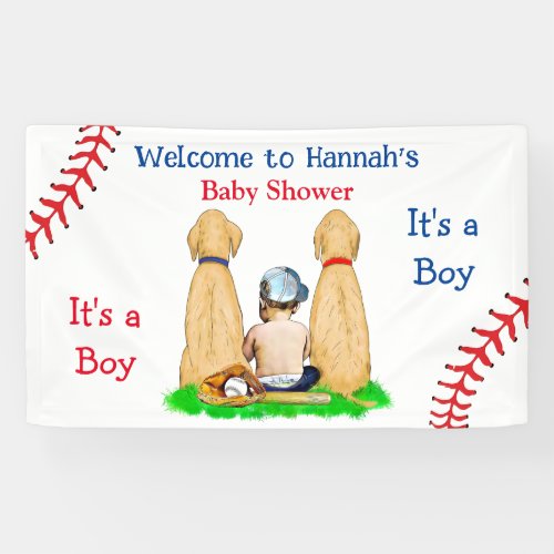 Boys Baseball Themed Baby Shower 2 Labs and Baby Banner