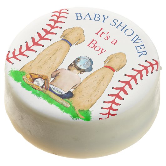 Boy's Baseball Themed Baby Shower 2 Labs and Baby Chocolate Covered Oreo (Angled)
