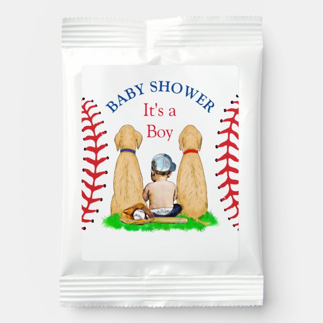 Boy's Baseball Themed Baby Shower 2 Labs and Baby Lemonade Drink Mix (Front)