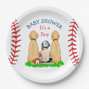 Boy's Baseball Themed Baby Shower 2 Labs and Baby Paper Plates