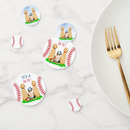 Boys Baseball Themed Baby Shower Baby and Dogs Confetti
