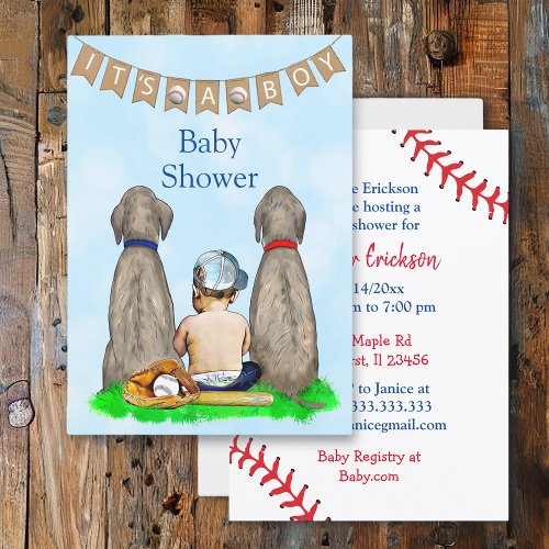 Boys Baseball Themed Baby Shower Invitation