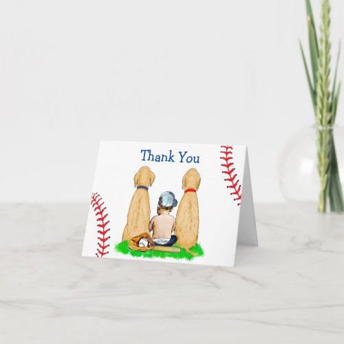 Boys Baseball Themed Baby Shower Thank You  Card