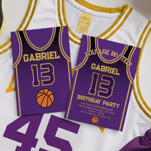 Boys Basketball 13 Birthday Party Invitation