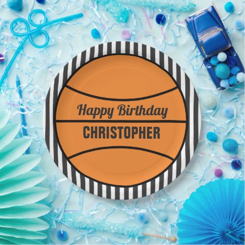 Boys Basketball Birthday Paper Plates