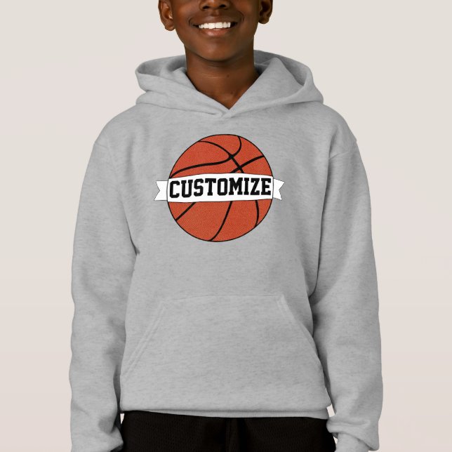 Boys Basketball Custom Team Player Name & Number Hoodie (Front)