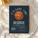 Boys Basketball Kids Sports Birthday Invitation<br><div class="desc">Score big with this modern basketball-themed birthday invitation! Featuring a bold design with a classic orange basketball on a clean court-style background, this invite is perfect for a 9th birthday party — whether it’s on the court, at home, or in the park. Easily customize the name, age, and party details...</div>