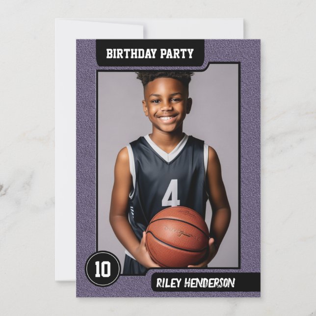 Boys Basketball Photo Birthday Party Invitation (Front)