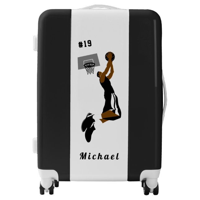 Boys Basketball Player Kids Team Number & Name Fun Luggage (Front)