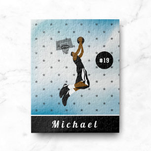 Boys Basketball Player Star Athlete Name & Number Jigsaw Puzzle