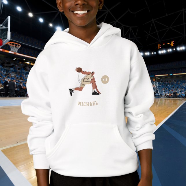 Boy's Basketball Player Team Jersey Number & Name Hoodie (Creator Uploaded)