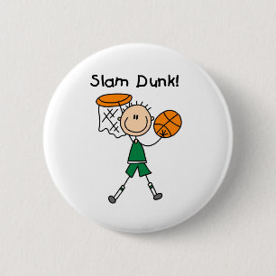 Boys Basketball Slam Dunk Pinback Button