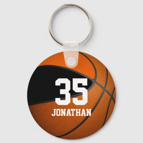 boys basketball w black and orange team colors keychain