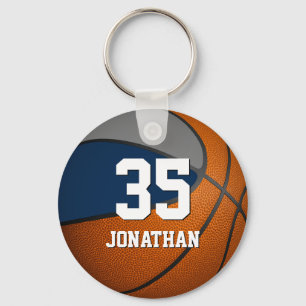 boys basketball w blue and gray team colors keychain