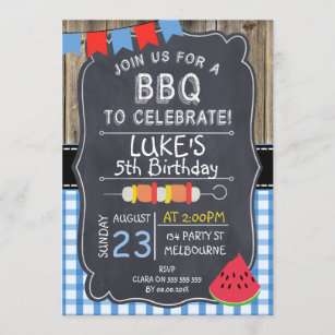 Boys BBQ Birthday Party Invitation