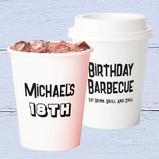 Boys BBQ Grill Cookout 18th Birthday Party Paper Cups | Zazzle