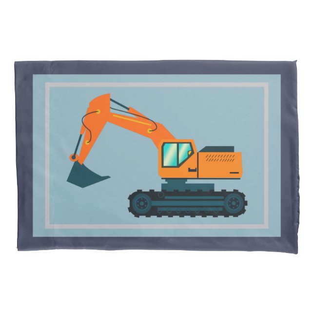 Boy's Bedroom Excavator Navy Standard Pillow Case (Front)