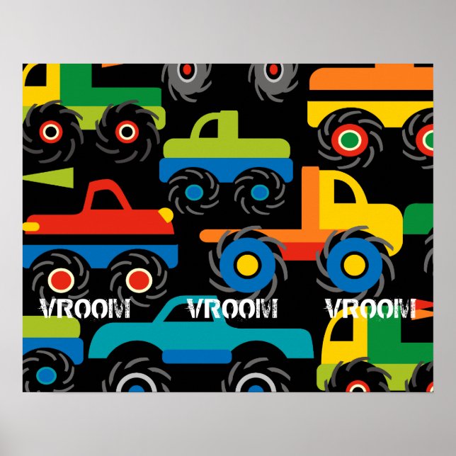 Boys Big Monster Truck Wall Poster for Room (Front)