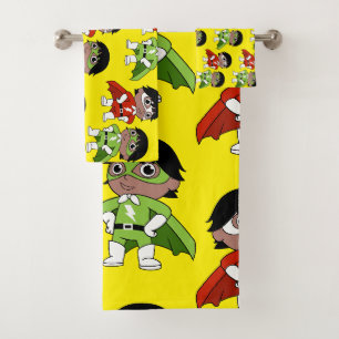 Boys Birthday Action Hero Bath Towel Set