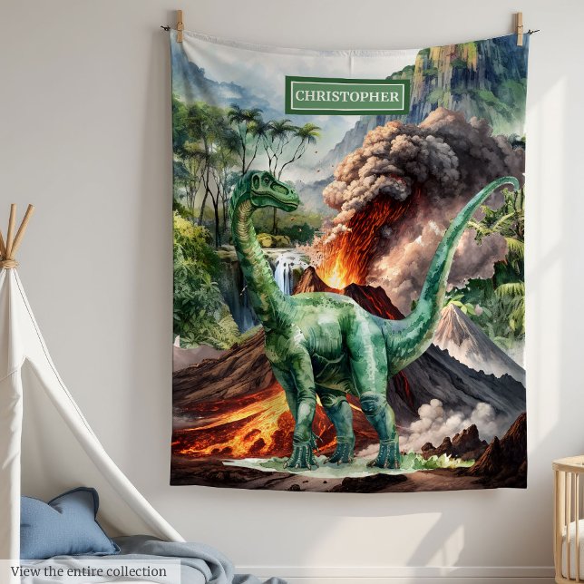 Boys Birthday Blanket with Name Dinosaur Design (Boys Birthday Blanket with Name Dinosaur Design)