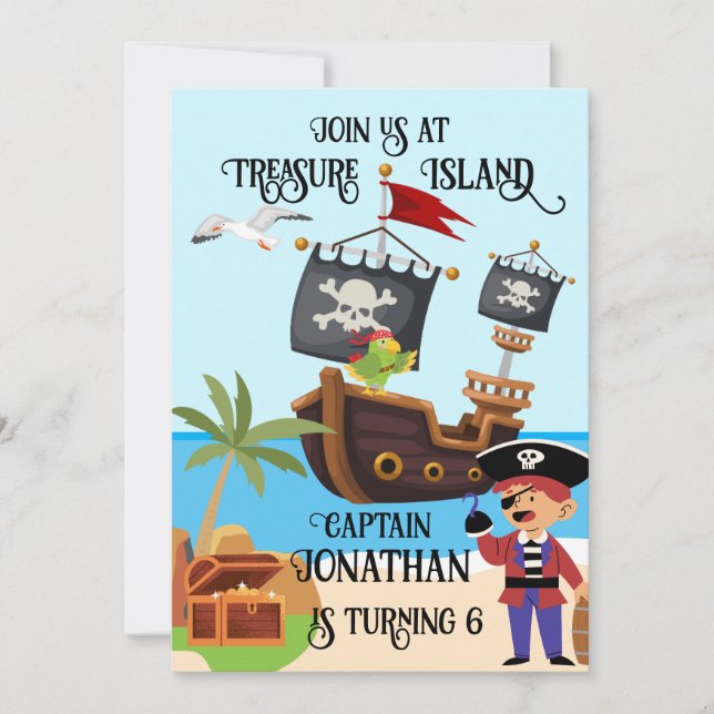 Boys Birthday Customizable Pirate Party  Invitation (Front)