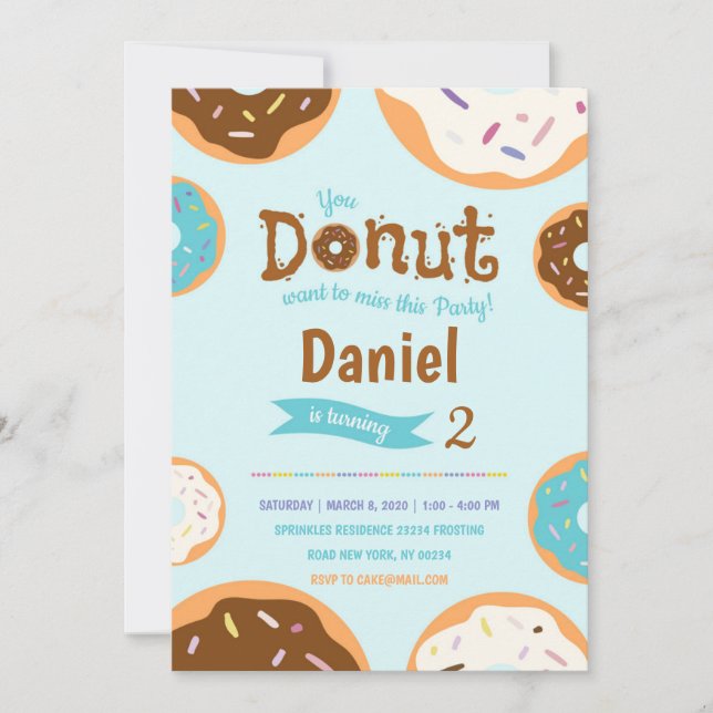 Boy's Birthday - Donut Party - Invitation (Front)