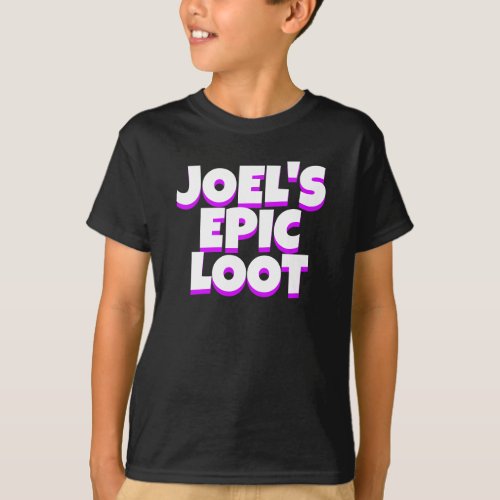 Boys Birthday Epic Loot Gamer Name Purple Slogan T_Shirt