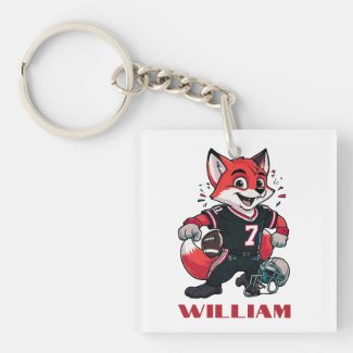 Boys Birthday Fox American Football Player Square
