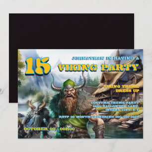Boys Birthday Invitation 8–16 Viking Warrior